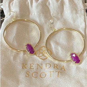 Gently worn Kendra Scott Elora gold w/ purple stone earrings
